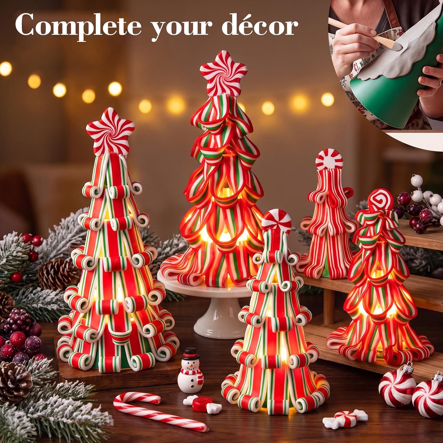Leriton 5 Pcs Pottery Cone Mold Set for DIY Christmas Tree Handmade 5 Sizes