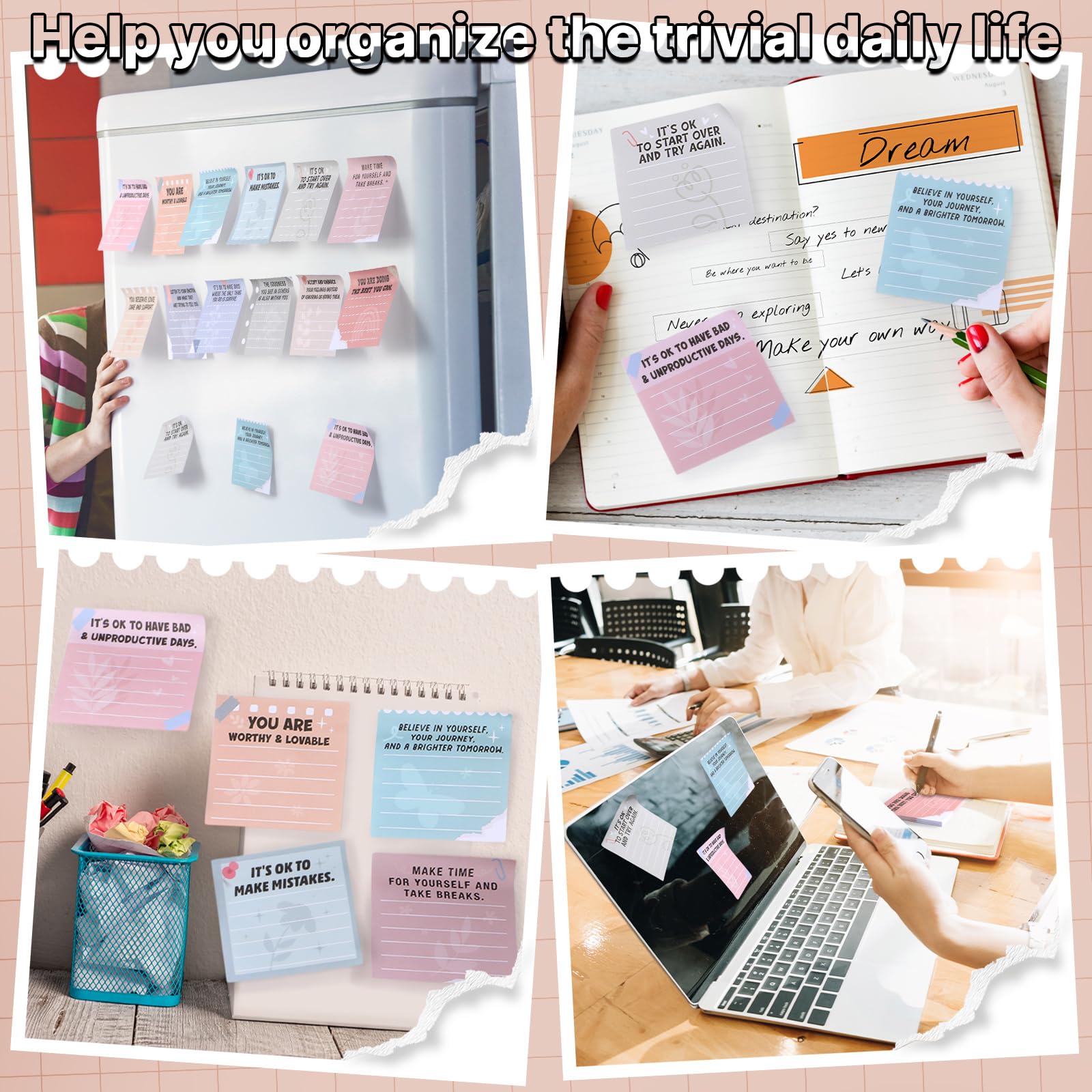 Funrous 36 Pcs Mental Health Sticky Notes Bulk 3 x 3 Inch Positive Affirmation Notepads Inspirational Sticky Note Pads Positive Psychology Gifts for Teachers Coworkers Home Office Study Work Supplies - Image 6