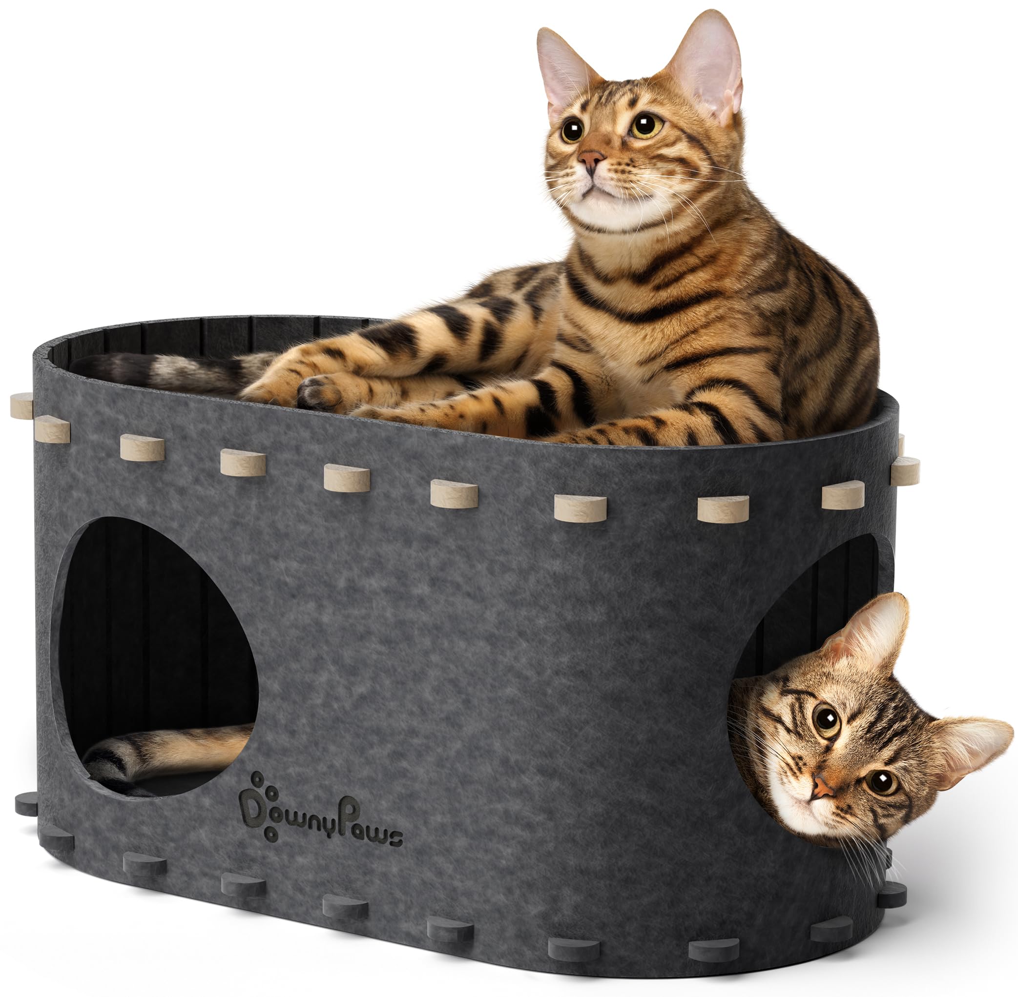 Maison pour chat d'intérieur gris foncé DownyPaws, niche de salon douillette