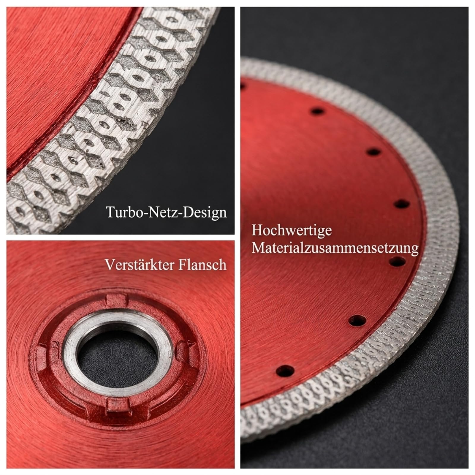 Disco de diamante de 230 mm, disco de corte profesional con brida, diseño de red turbo para amoladora angular, adecuado para gres porcelánico, granito, mármol, azulejos duros, cerámica, hormigón