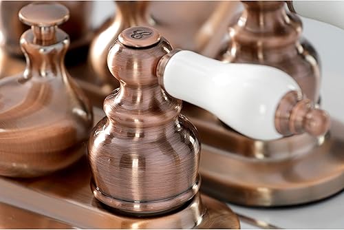 Miniatura 6 de Kingston Brass KB601PL Restoration - Grifo de lavabo central de 4 pulgadas con manija de palanca de porcelana, cromo pulido