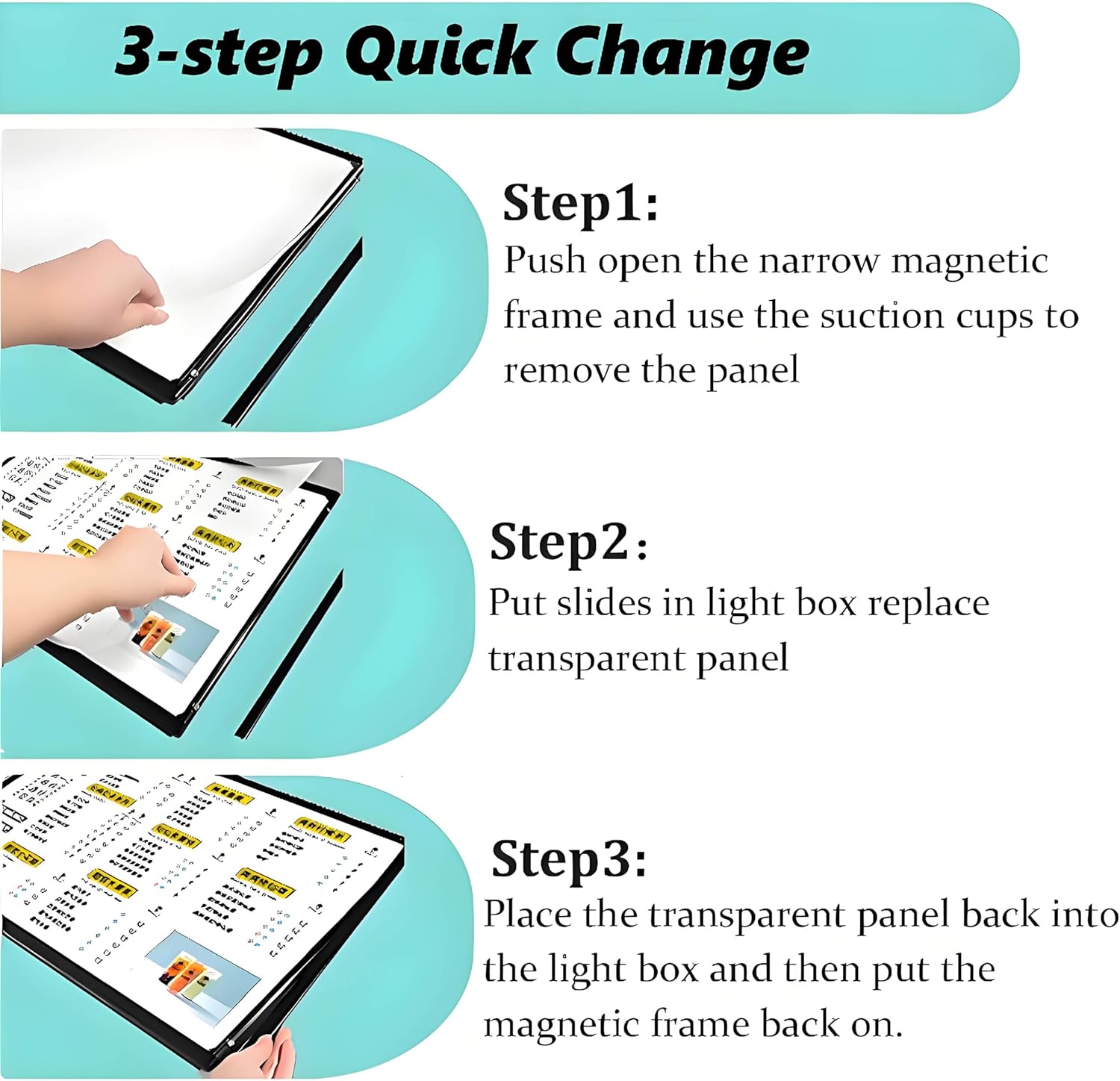 Ultrathin LED Light Box - Backlit Menu Board, Slim Snap Frame Display, Illuminated Poster Holder, Wall Mounted Billboard - 50x60cm Horizontal Showcase