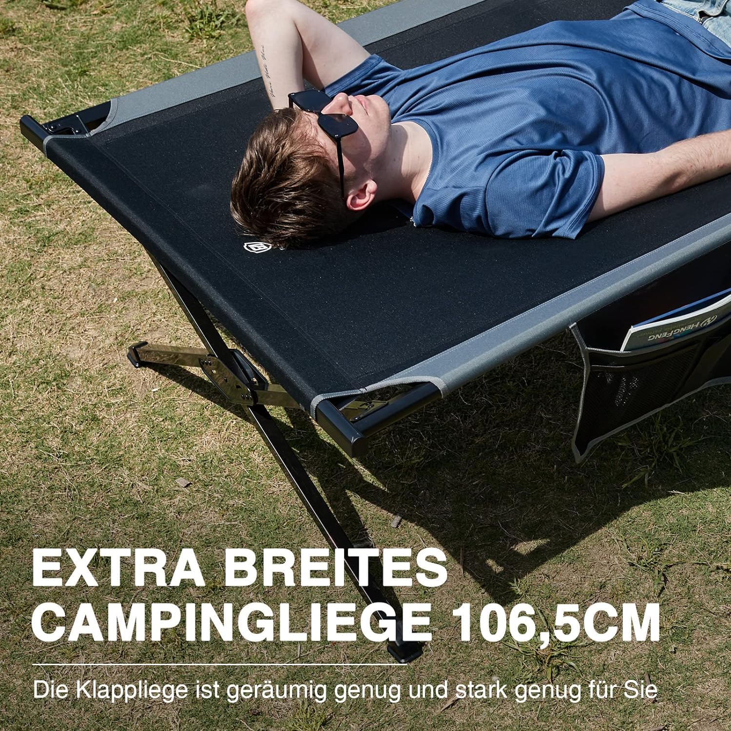 EVER ADVANCED Feldbett Klappbar 214cm x106cm 300KG Belastbar Klappbett XXL Groß & Breit Stabiles Campingbett für Camping Reisen Indoor Outdoor Strand und Garten
