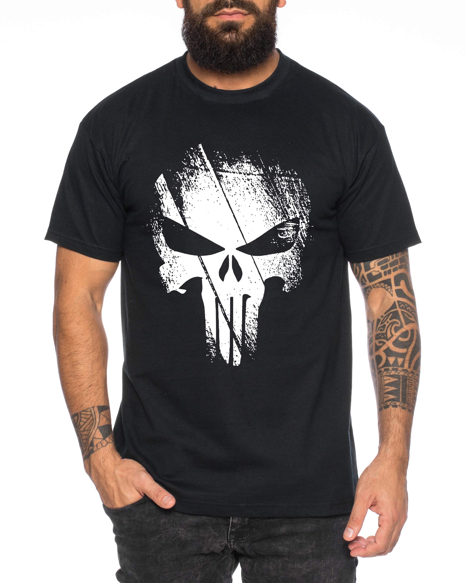 Tee Kiki Punish - Maglietta da Uomo Jon Bernthal Skull Logo Comics