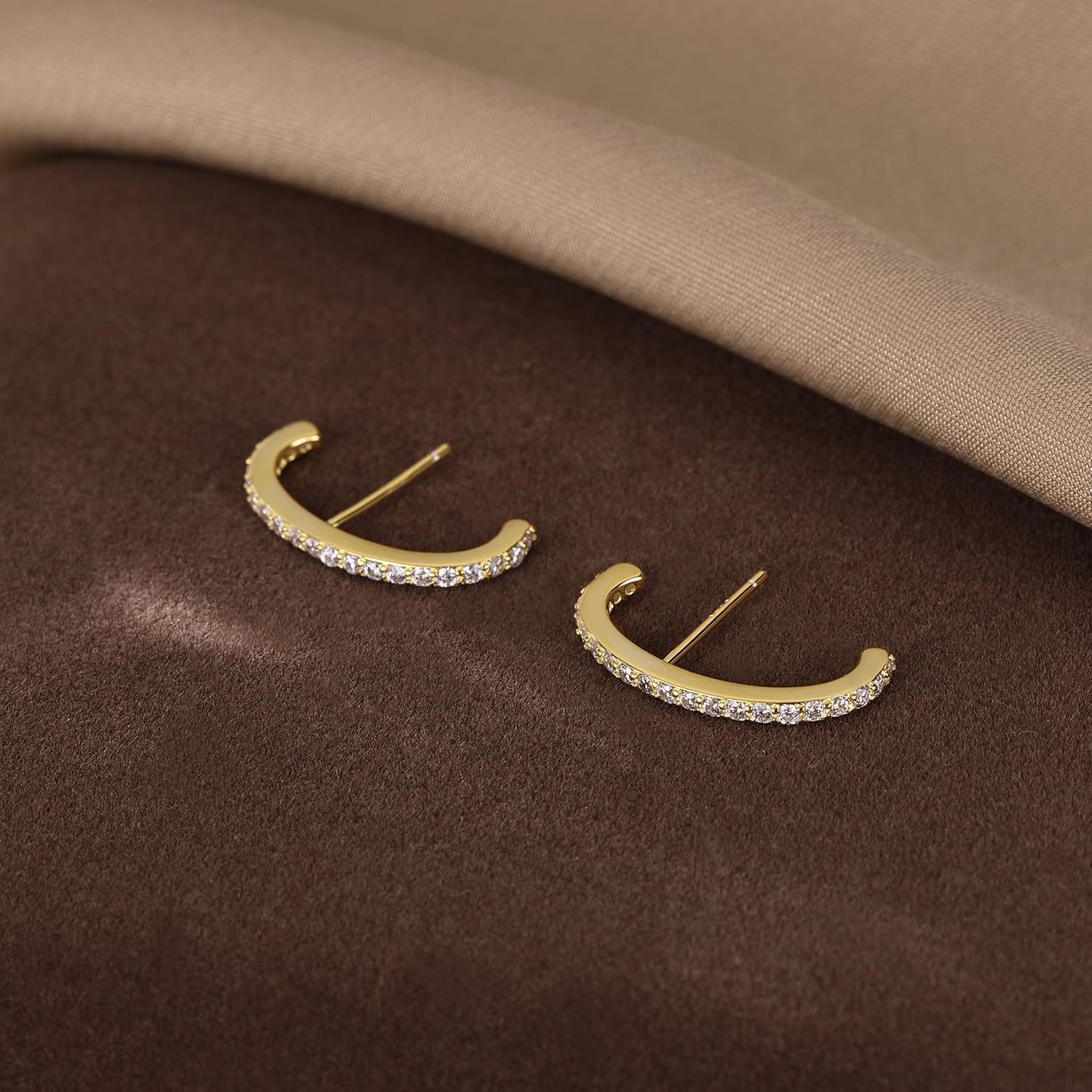 Reffeer Solid 925 Sterling Silver CZ Crawler Earrings for Women Teens Post Wrap Earrings Cuff Stud Earrings - Image 5