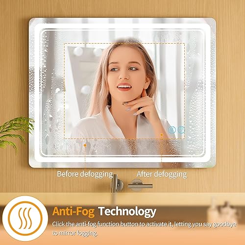 Miniatura 6 de Lvifur Espejo de baño LED de 40 x 32 pulgadas con luces, espejo de baño antivaho con RGB 14 colores regulables, espejo de pared de baño iluminado,