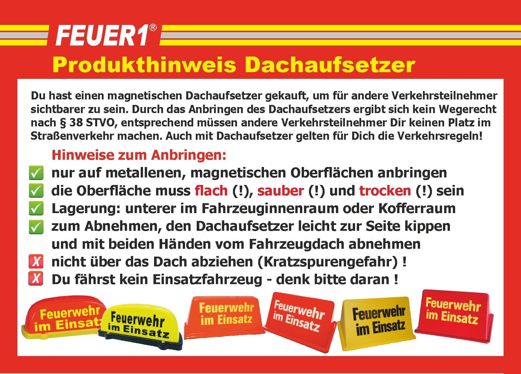 Magnetschild Feuerwehr im Einsatz gelb