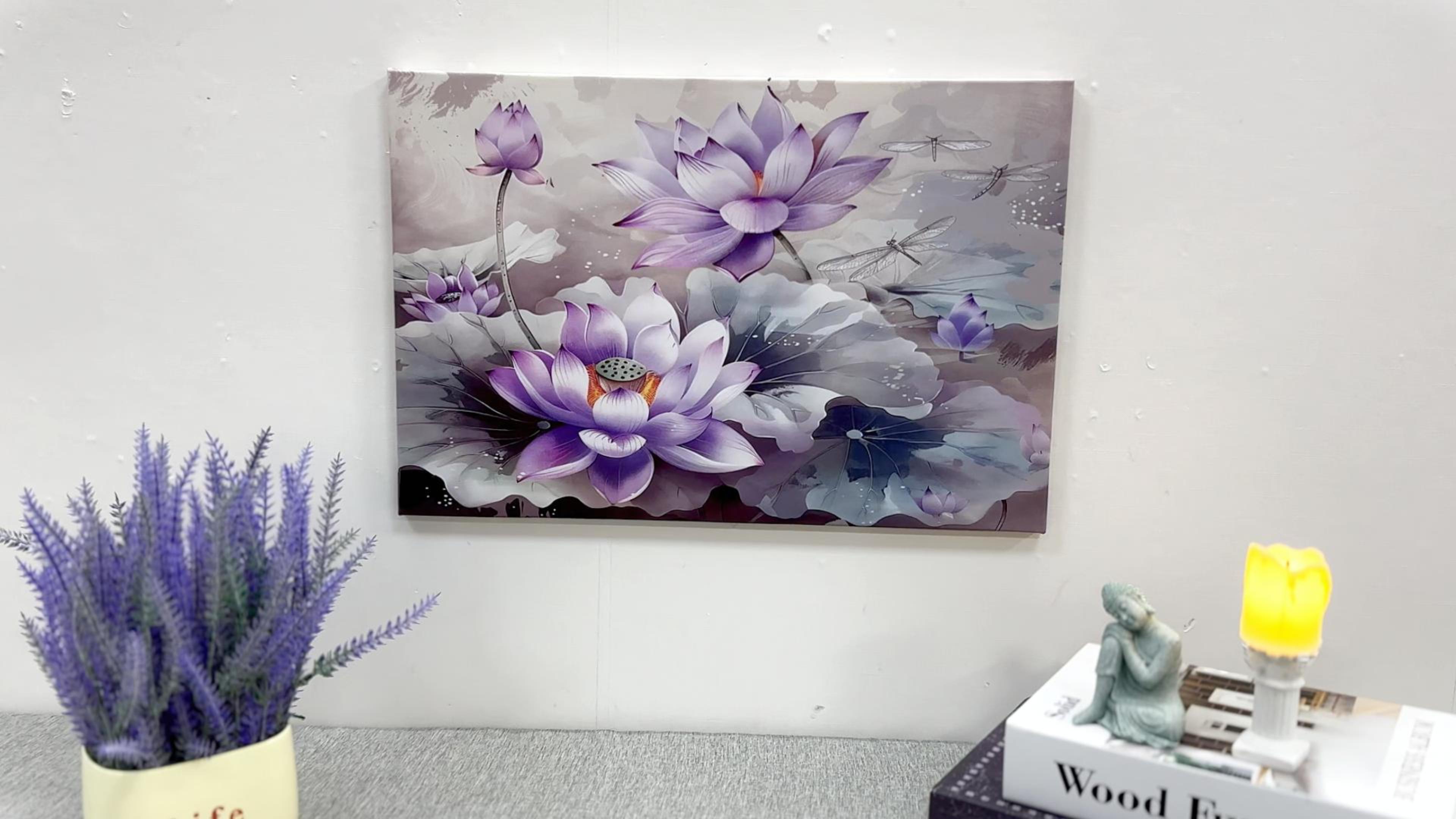 Amazon.com: ZXHYWYM Zen Canvas Wall Art Purple Floral Pictures
