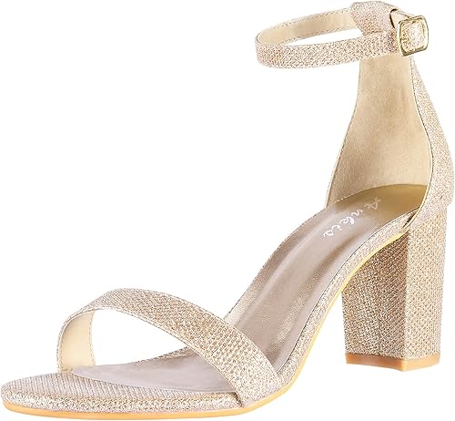 Ankis Heels for Women Open Toe Ankle Strap Chunky Heel Sandals 2.75 Inch