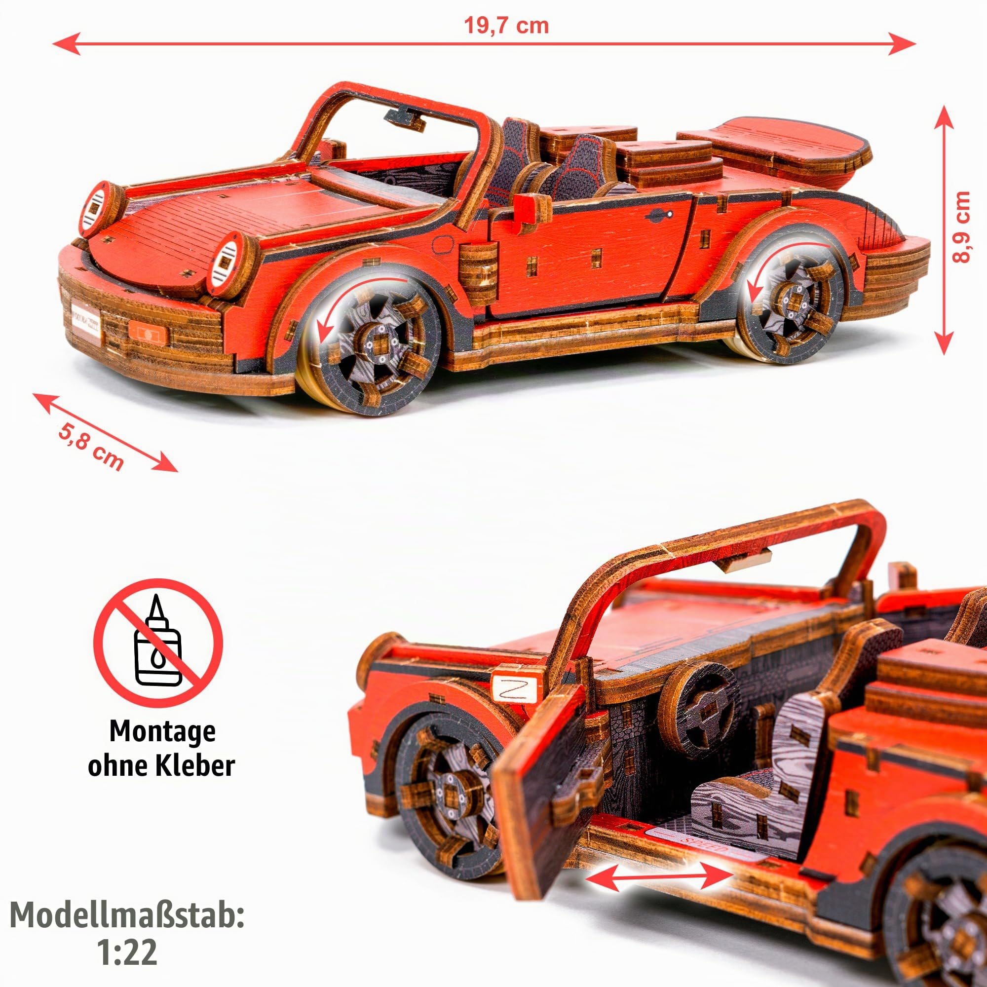 WOODEN.CITY Oldtimer Sportwagen Limited Edition – DIY 3D-Holzmodellbausätze Für Erwachsene Zum Bauen Von Autos, Deko