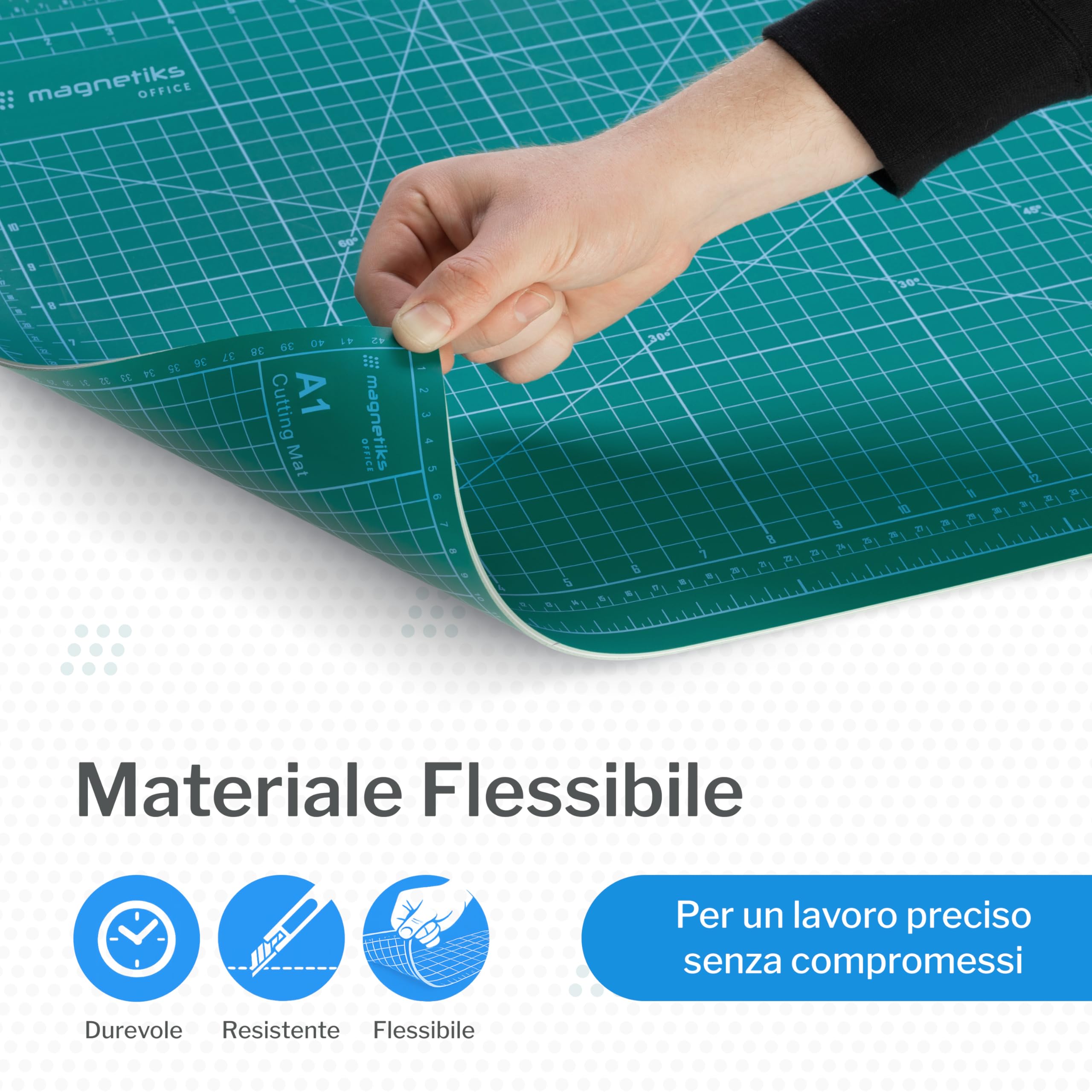 tappetino da taglio A1 | base da taglio autorigenerante bifacciale verde 90×60 cm | tappetino per hobbistica per bricolage, cucito, taglio | cutting mat