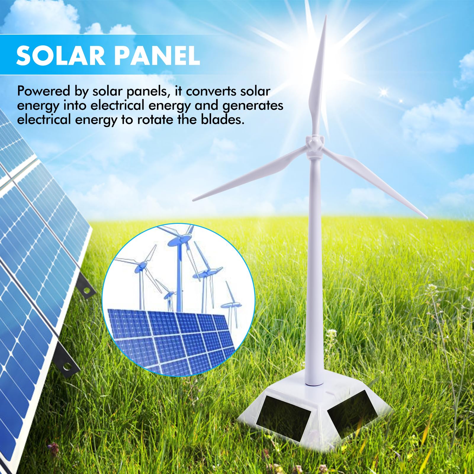 Jadeshay Mini Windkraftanlage, Solar Windmühle Mini Solar Windrad Modell Windräder fur das Naturwissenschaftliche Lehrmittel