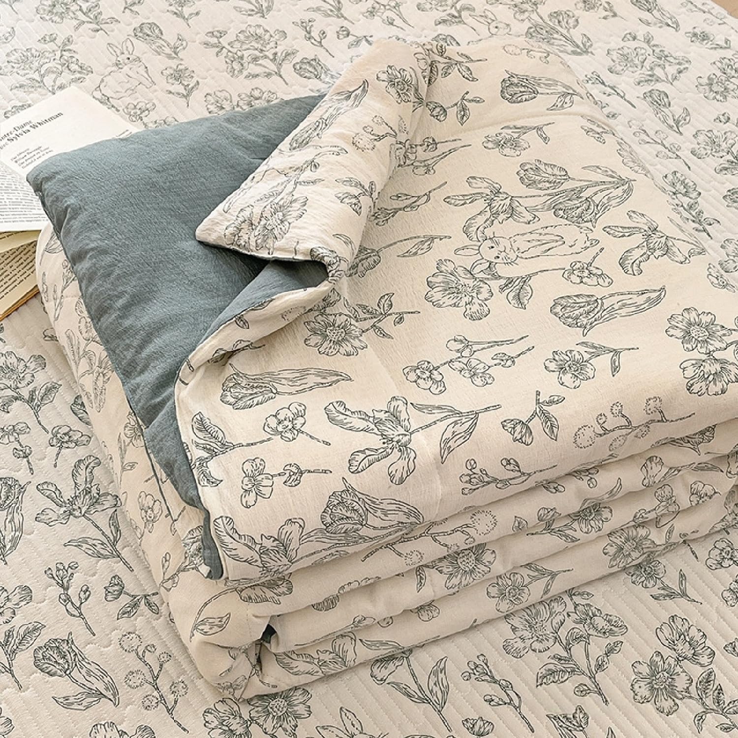 PEIHUODAN Edredón De Verano Sin Funda, Lavable, Mezcla De Algodón Suave, Edredón Ligero Sin Funda para Verano, Edredones con Estampados De Flores, Manta Acolchada Fresca De Verano (Color 1,200x230cm)