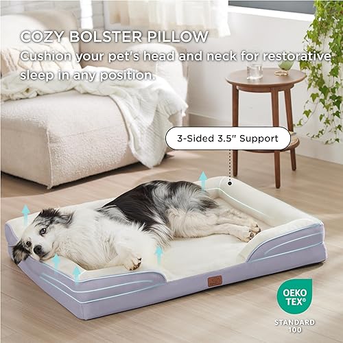 Vista 12 de Bedsure - Cama ortopédica mediana para perros, sofá cama impermeable para perros medianos, espuma de soporte con funda extraíble y lavable, forro