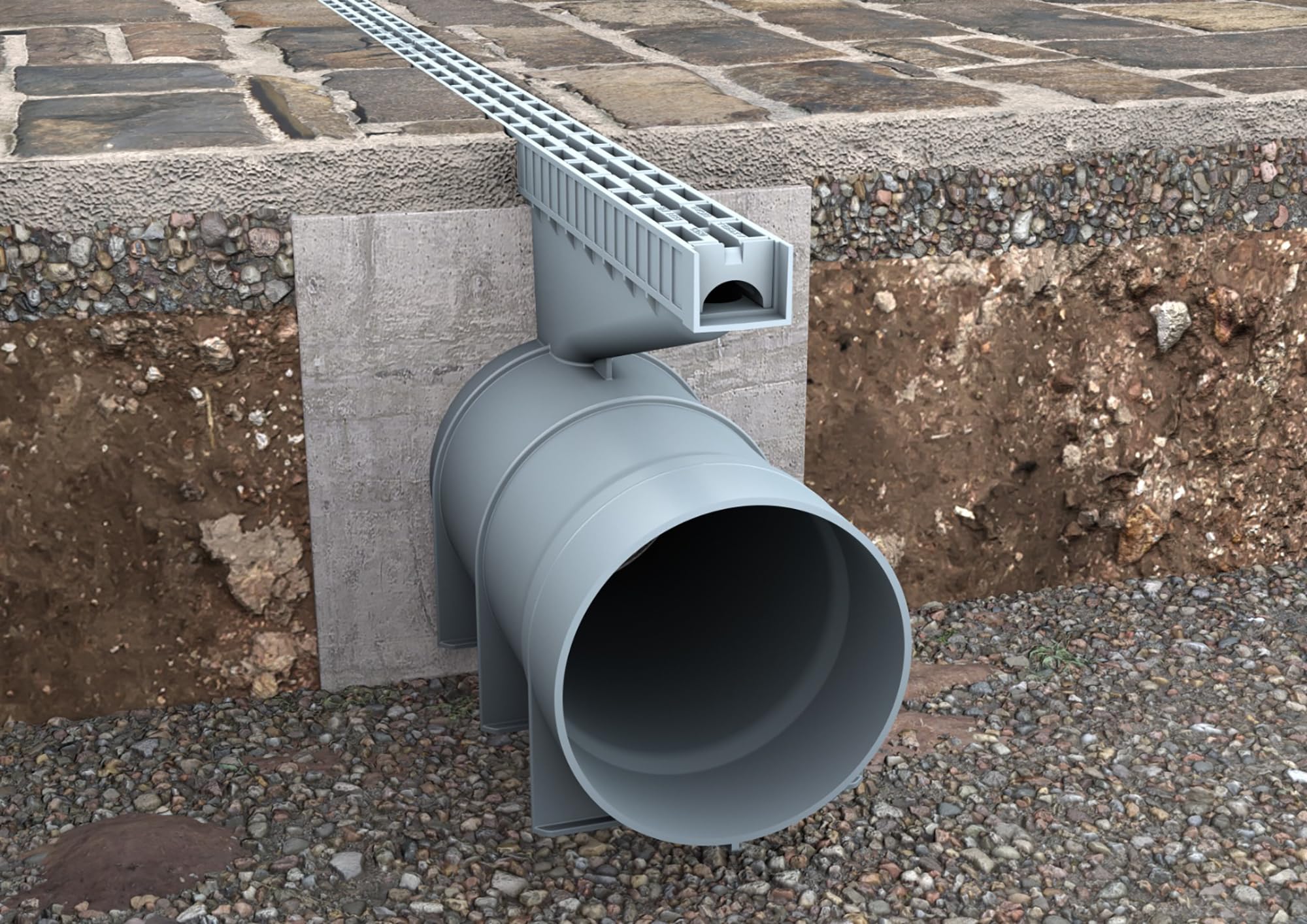 Jardibric - Kit de Caniveaux de Drainage Classe C250-3 m Linéaires (6 Modules) - Ø 110 x 100 mm - Conforme NF en 1433