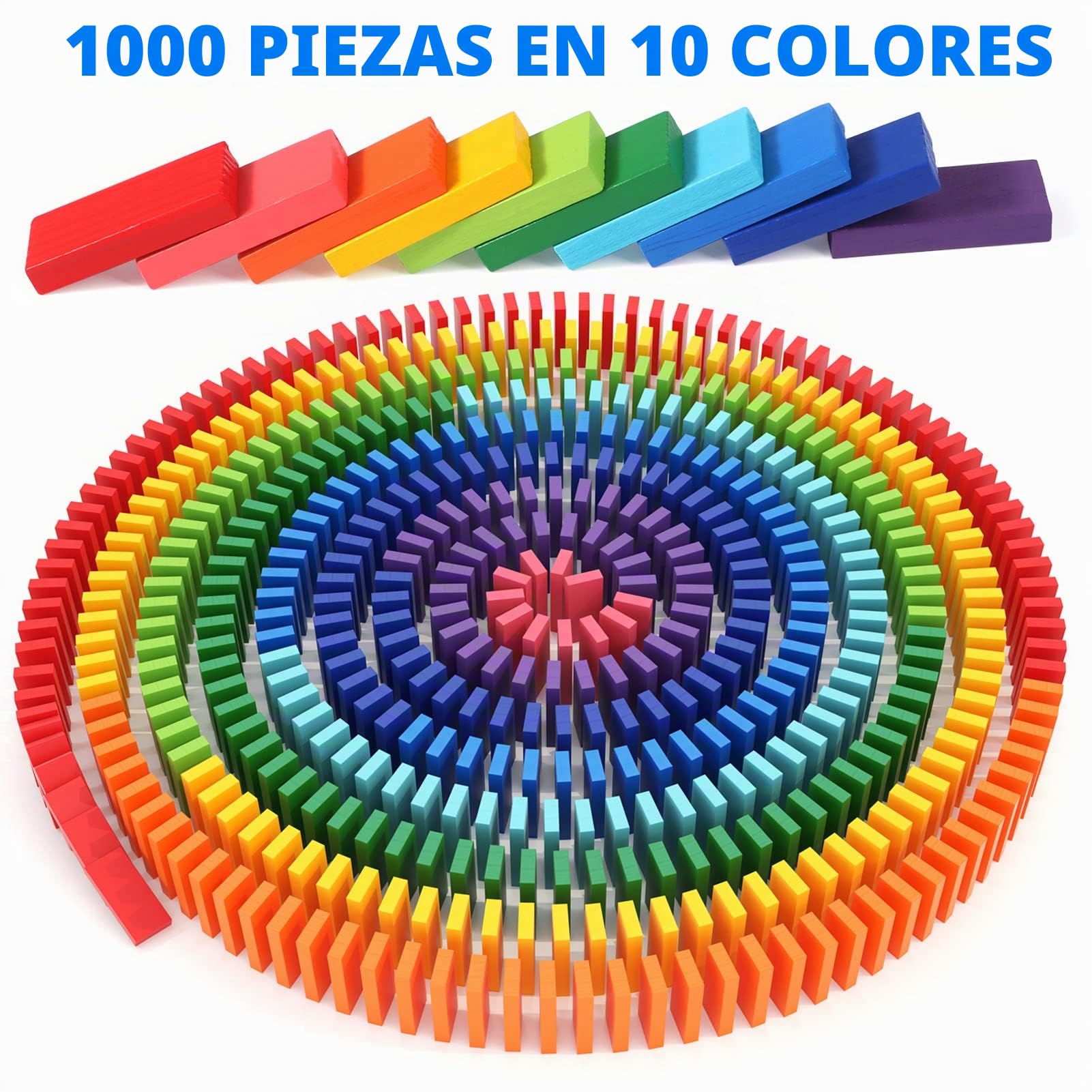 1000 Piezas Domino Madera Juego de Bloques de Dominó de Madera Classic Bloques de Construcción Juguete Educativo Juguetes de Dominó Juguetes de Apilamiento Regalo para Niñas Niños Adultos 3 4 5+ años