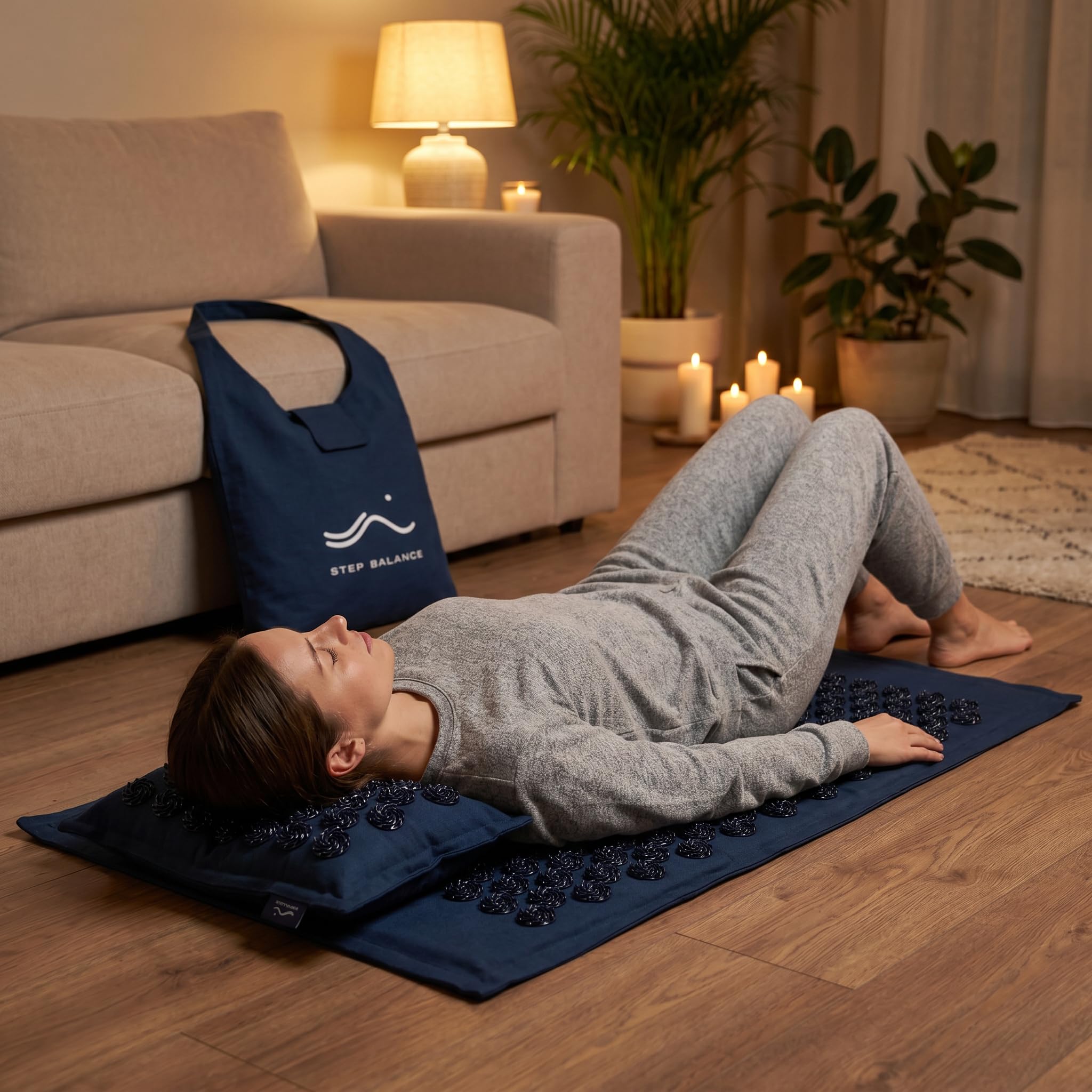 AcuEarth Set Esterilla Acupresión, Almohada Cervical, Lino