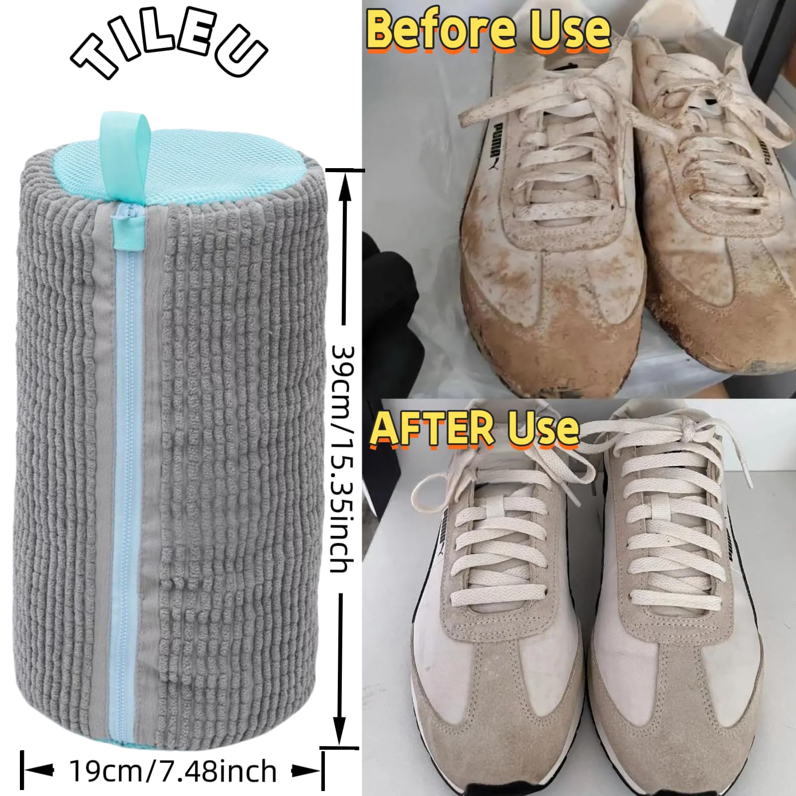 Borsa per lavatrice per scarpe, confezione da 2 sacchetti per scarpe per lavatrice e asciugatrice, cerniera resistente con design a gancio, borsa riutilizzabile per scarpe da ginnastica, borsa per la