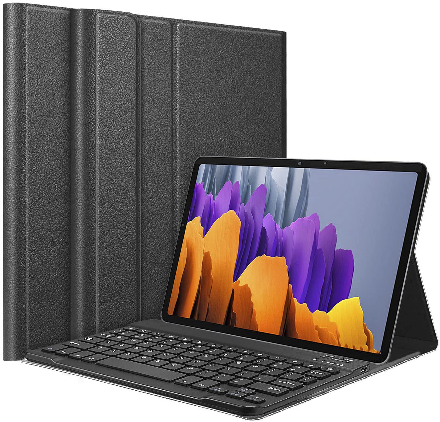 HOM Detachable Wireless Bluetooth Keyboard & with S Pen Holder with Mouse/Trackpad/Touchpad Tablet Cover Case For Samsung Galaxy Tab S7 FE 12.4 inch 2021 (SM-T730/T733/T736/T738), Samsung Galaxy Tab S8 Plus & S7 Plus 2020 (Model SM-T970/T975/T976/T978)