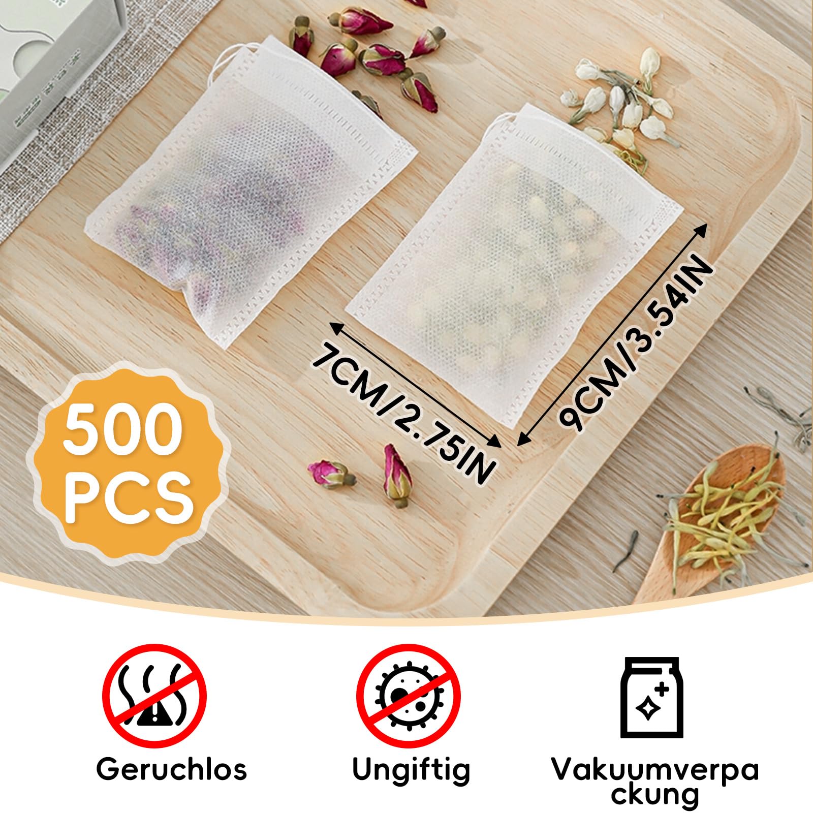 NUOVE 500 PZ Bustine Da Tè Vuote Filtro Bustine Da Tè Carta Sfusa - Foto 9