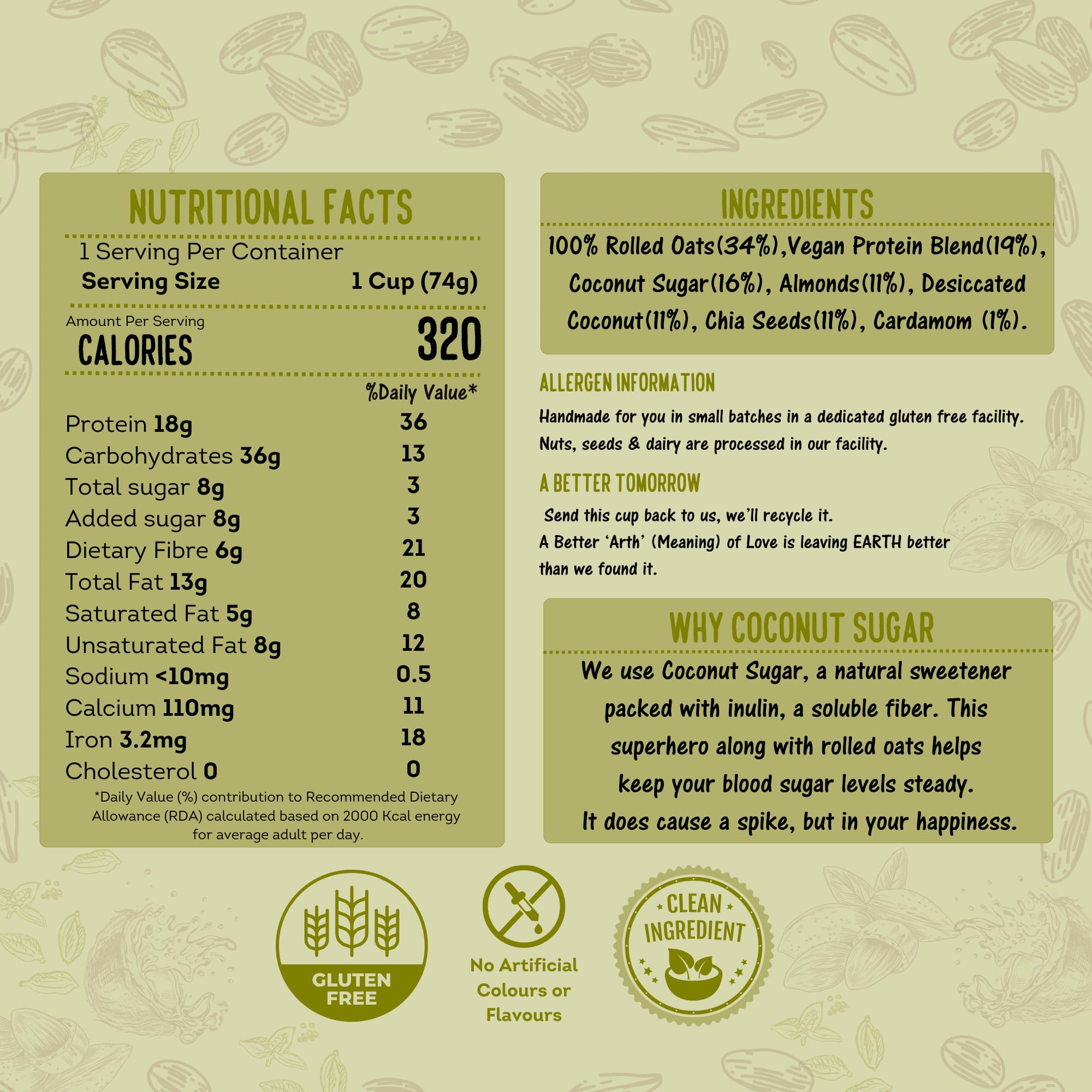 LoveArth High Protein On The Go - Almond Coconut 74g Cup 2