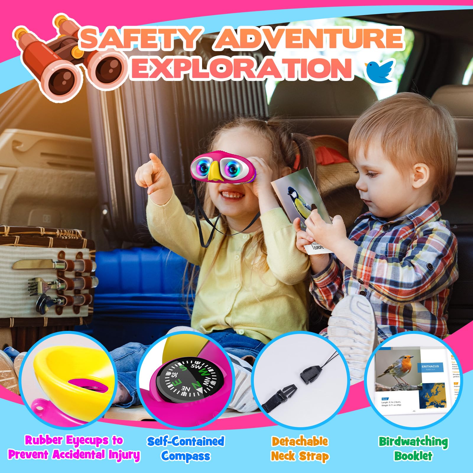 Dislocati Giocattoli Bambina 3-10 Anni, Binocolo Bambini Regali Bambina 4 5 6 7 8 9 Anni Giochi Bambini 3-10 Anni Femmina Regali Natale Bambini Kit Esploratore Gadget Compleanno Bambini