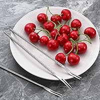 Vista 5 de Juego de 3 tenedores de frutas de mango largo, tenedores redondos de mango sólido de 8.7 pulgadas para tarro, tenedores de oliva de acero inoxidable