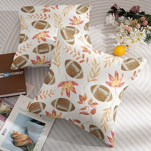 Miniatura 54 de Juego de 2 fundas de almohada de otoño de 18 x 18 pulgadas, diseño de calabaza, girasol, girasol, Acción de Gracias, decoración para exteriores