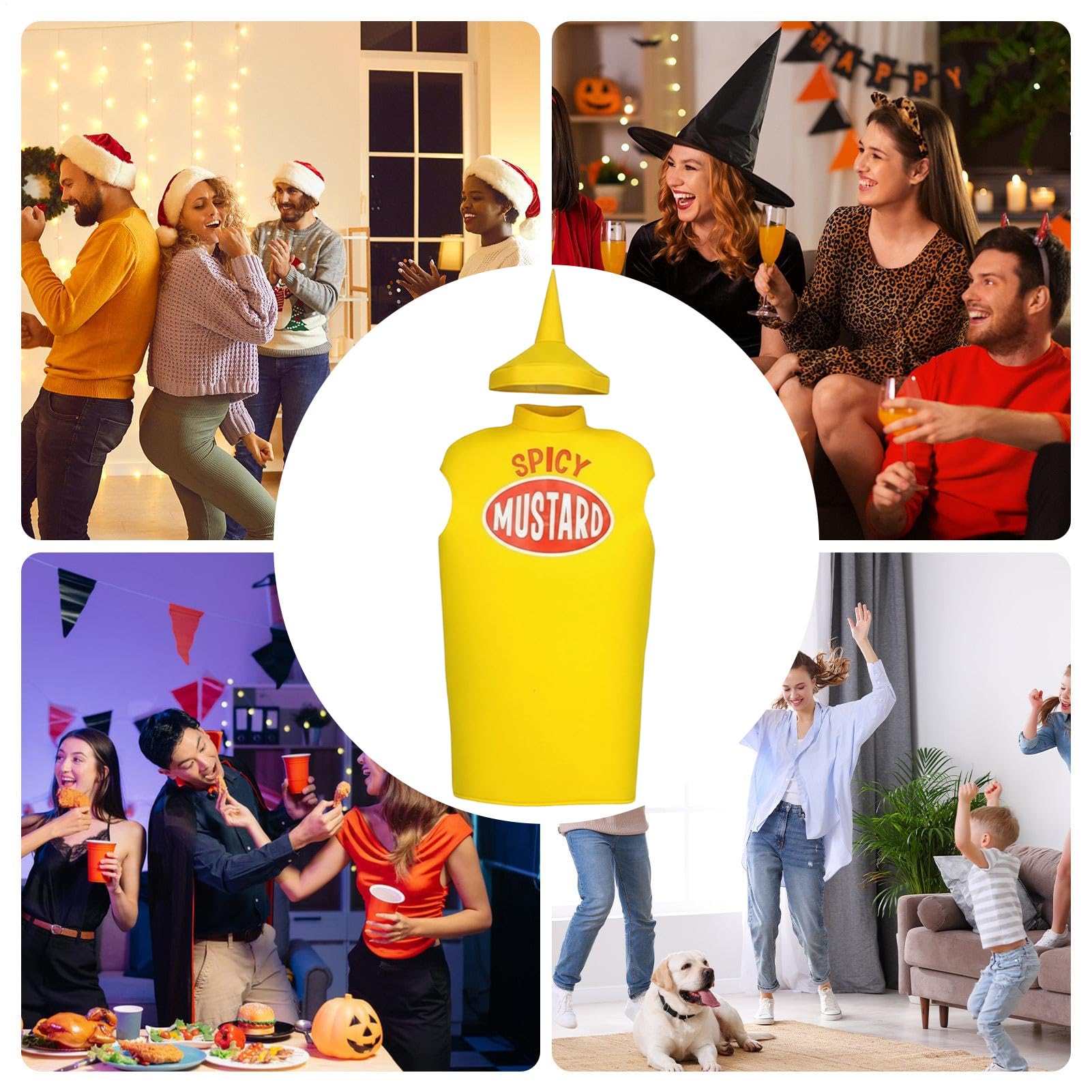Ketchup-Kostüm für Erwachsene, Cosplay, Gewürzkleidung, Senfkostüm, Damen, für Halloween, Karneval, Mottoparty, Urlaub, Geburtstag, Maskerade, Weihnachten, Ostern