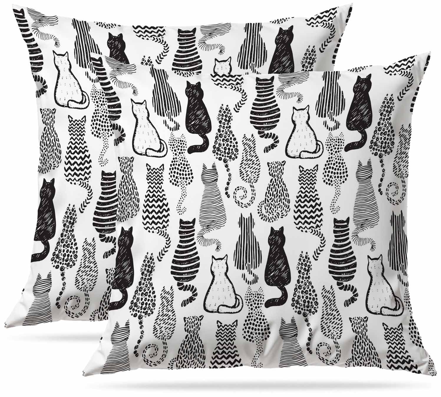 Zovinex Cats Set Of 2 Pack Cushion Covers Soft Short Plush Throw Pillow Cover Home Pillow Case Pillowcases For Tent Park Bed Sofa Chair Bedroom Decorative Balcony 50X50cm 20X20inch
