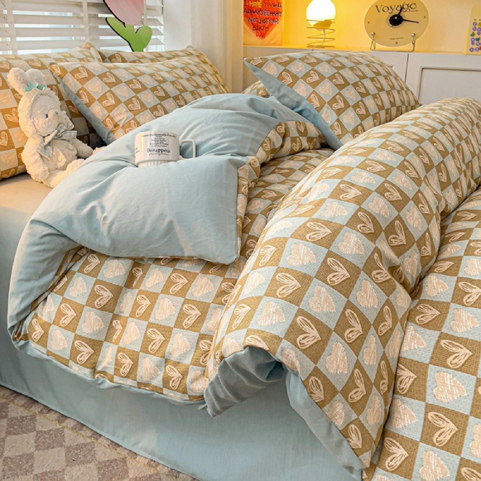 Parure housse de couette haut de gamme pour matelas 1.2M avec finitions soignées
