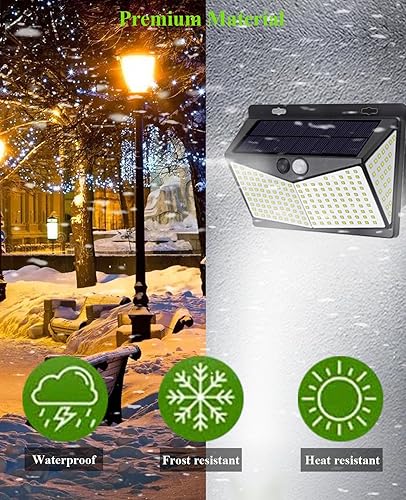 Miniatura 6 de Luz solar de pared para exteriores, paquete de 2 208 LED, luz de seguridad con sensor de movimiento súper brillante con 3 modos, luz de pared