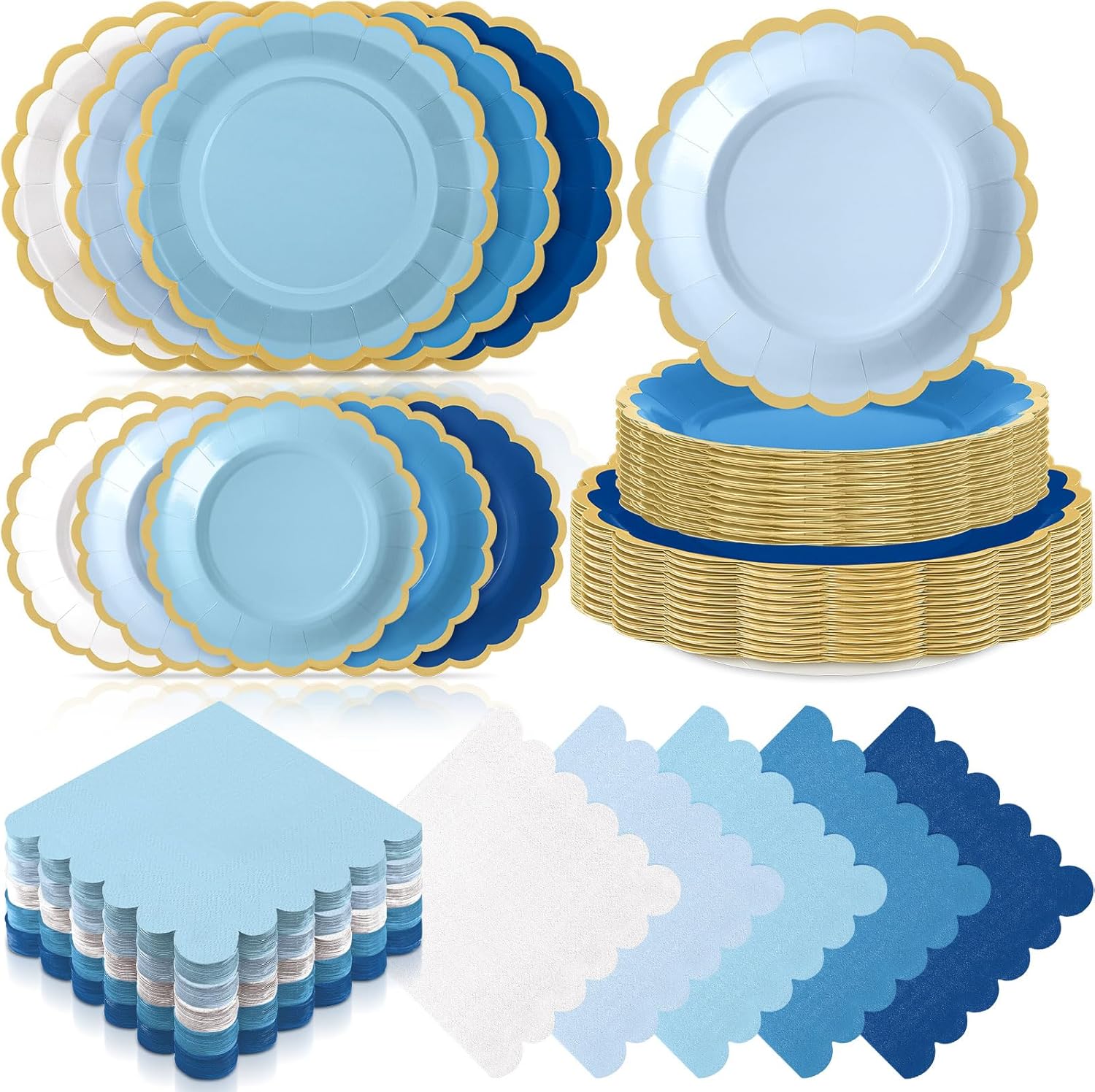 Zhehao 150 Pcs Pink and Orange Plates and Napkins Tableware Serves 50 Includes 9 Inch 7 Inch Pink and Orange Scalloped Paper Plate and Napkins for Wedding Birthday Baby Shower Party