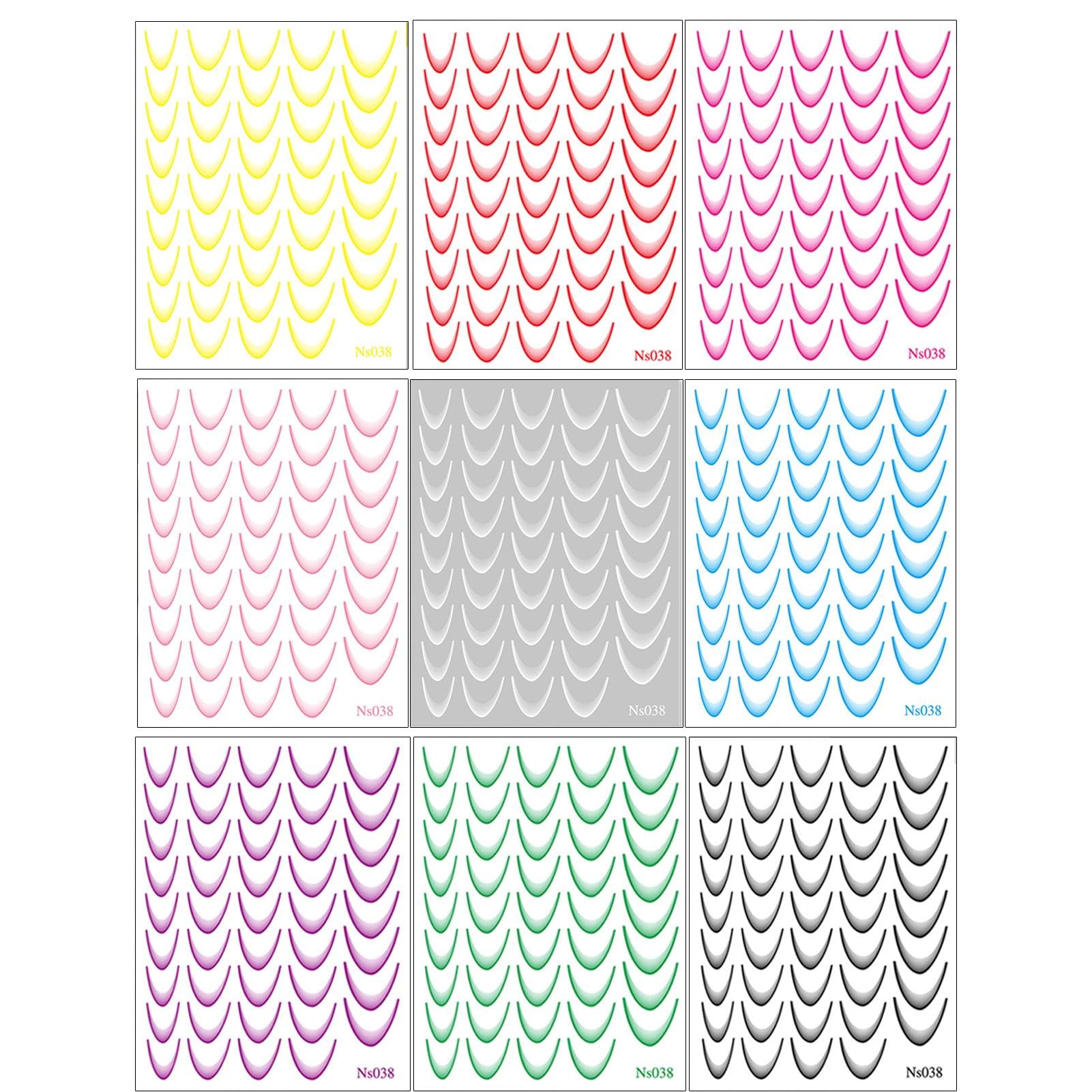 9 Piezas Pegatinas De Manicura Francesa Pegatinas De Uñas De Punta Francesa Calcomanías De Uñas Pegatinas Para Uñas Francés Línea De Color Degradado