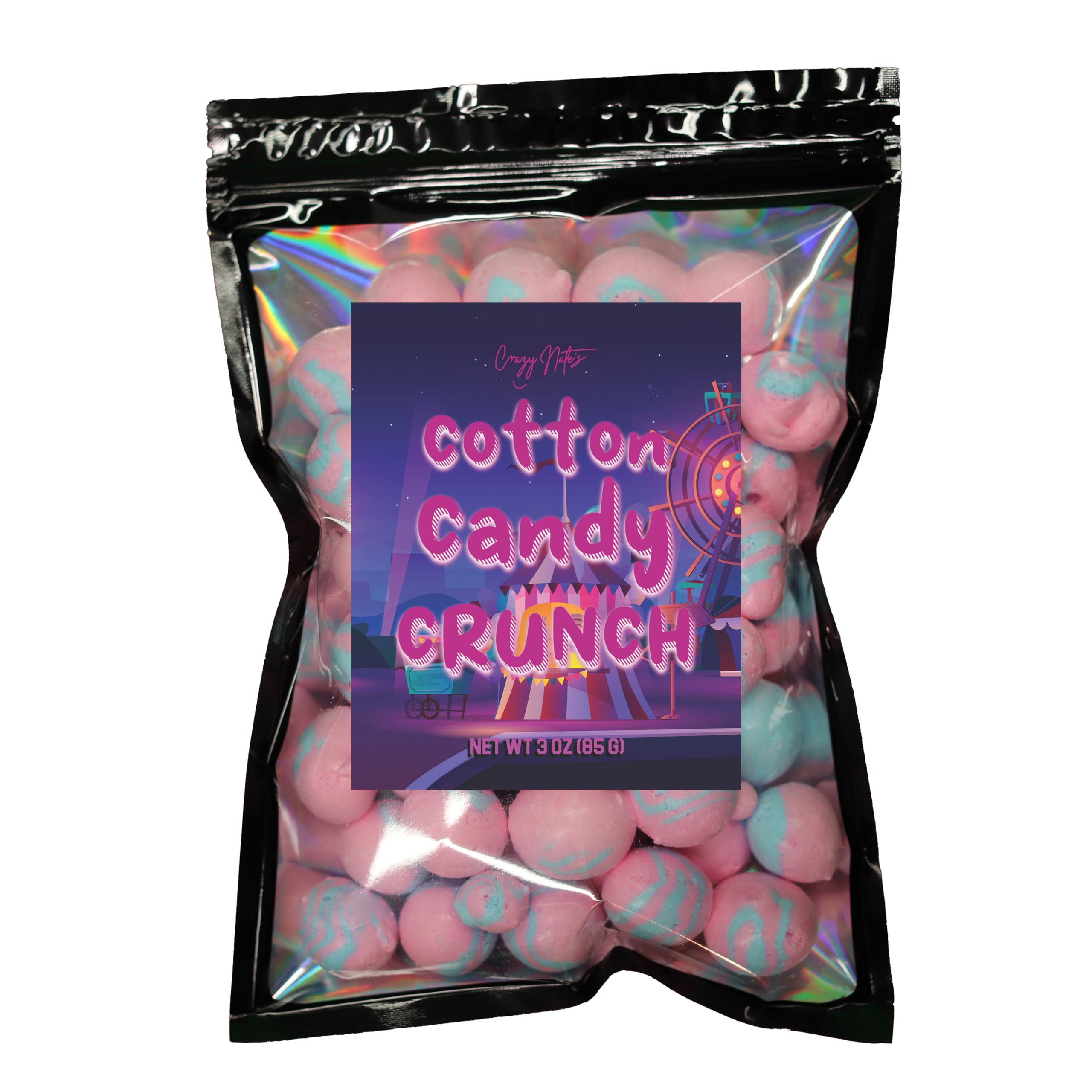 Crazy Nate's Adventure Taffy - Freeze-Dried Candy Collection (Cotton Candy), Pink