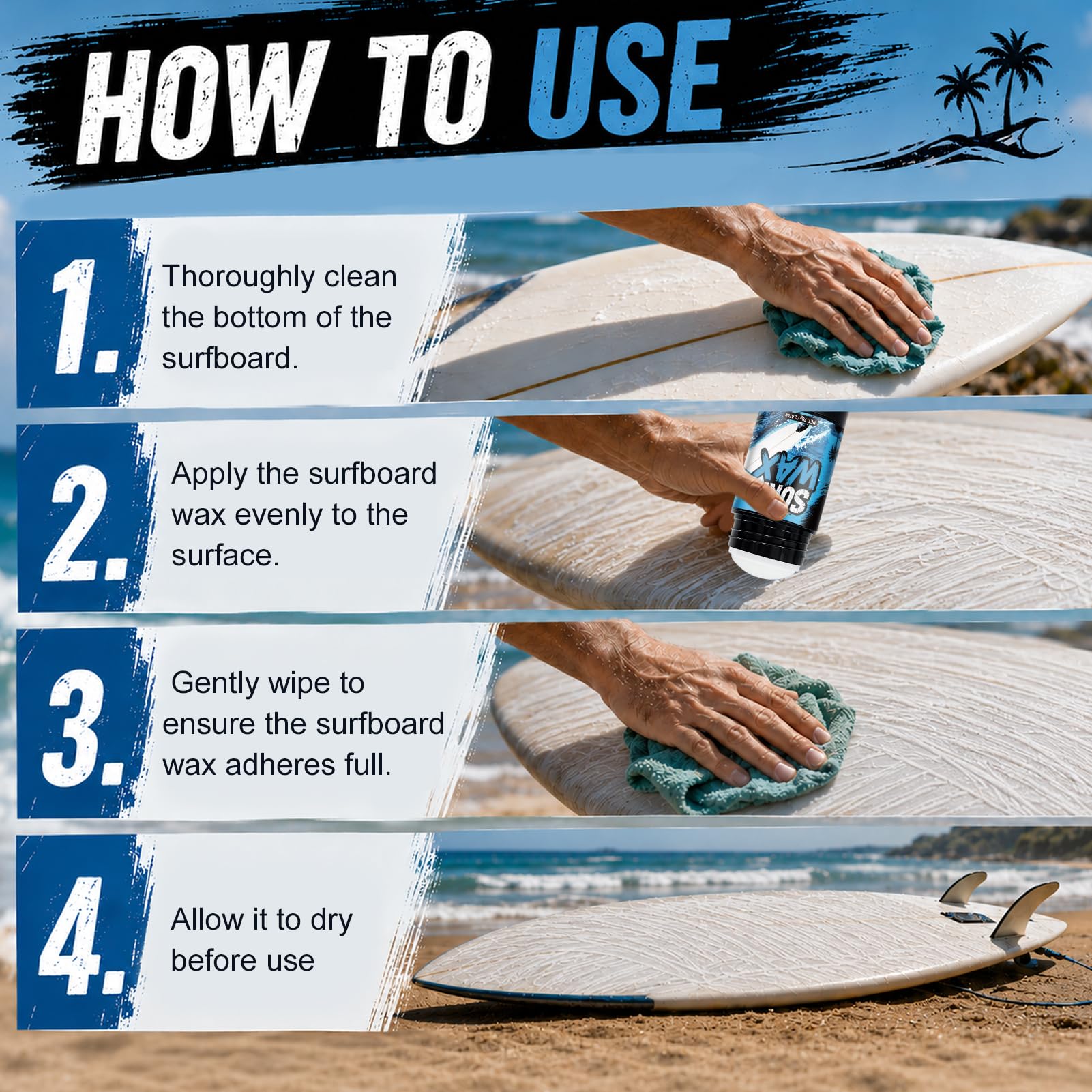Surf Wax, Skiwachs, Surfboard Wax, Geeignet für Wasser, Surfing, Hoher Grip und rutschfest, Langlebig, Leicht Aufzutragen, Ideal für Surfbretter, Snowboard, 70g