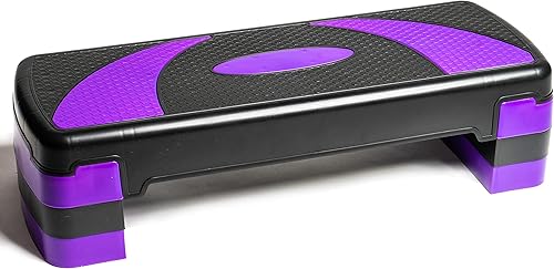 PRISP Adjustable Exercise Step Platform - 3 Levels (4''6''8'') 31" Fitness Stepper for Aerobic Workouts