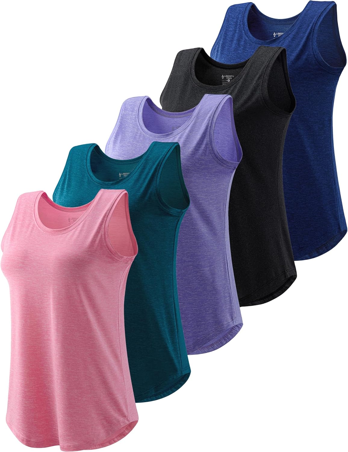 5 Pack Wide Straps Womens Workout Tank Tops, Athletic Sleeveless Shirts for Women, Ladies Exercise Tops for Yoga Tennis