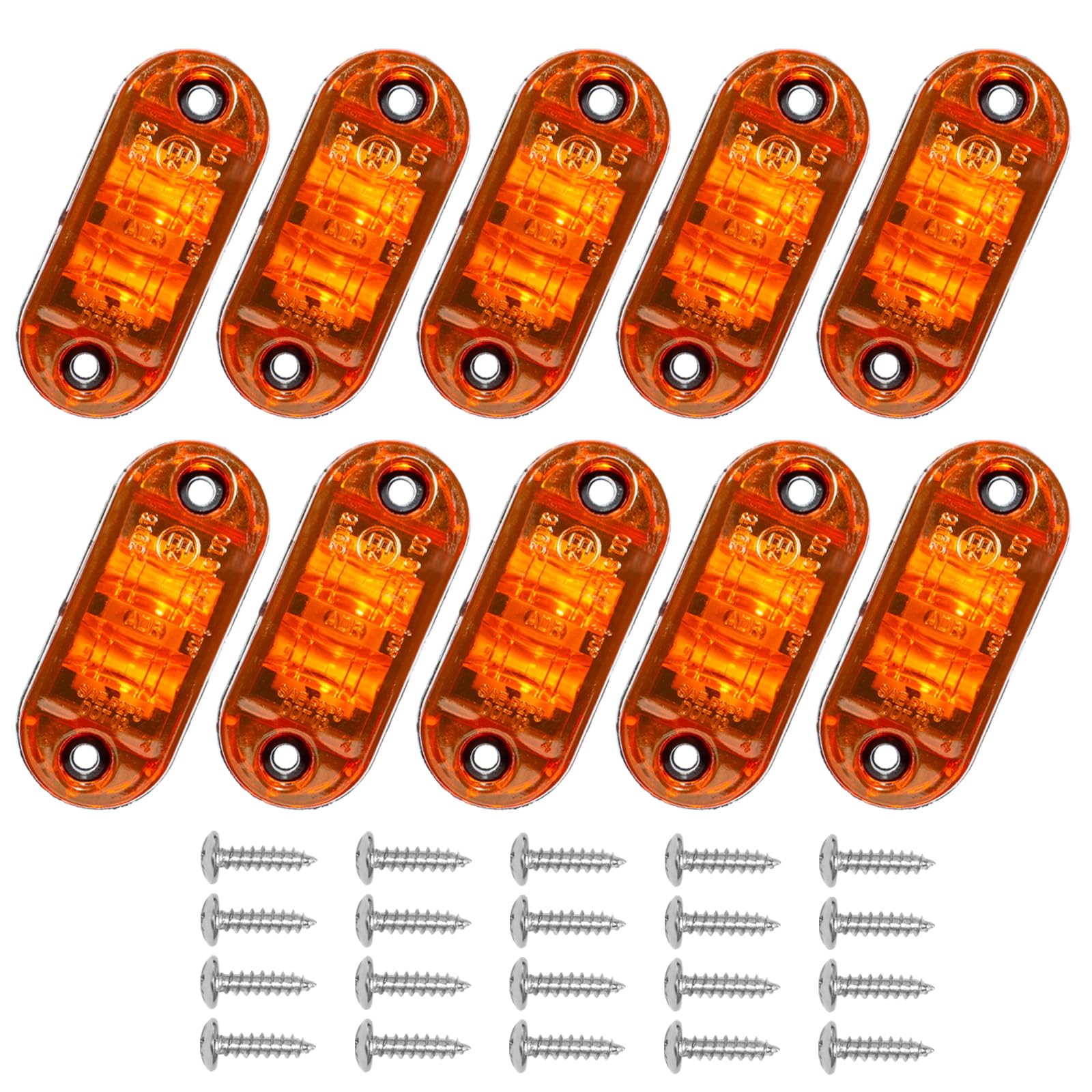 Catekro 10x Luci Ingombro LED 12V-24V, Luci di Posizione Laterali per Auto Indicatori Laterali con 2 LED 3000K Impermeabile per Camion Camper Furgone SUV (Giallo)