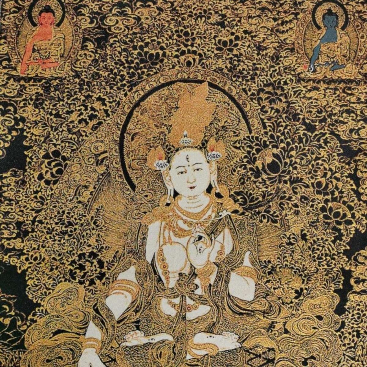 Thangka jedwabny haft buddyzm tybetański Guanyin Tara Kwan Yin Tangka wisząca na ścianę do wystroju domu gobelin medytacja