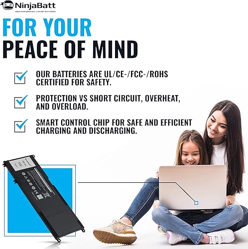 Miniatura 4 de NinjaBatt Batería para Dell 33YDH 17 7000 7779 13 7353 17 7778 15 7778 15 7577 P30E 7786 7773 3779 G5  7588 3579 5587 G7  G3 Latio tude 13 3380 14