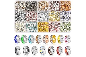 Shynek 1200 Pieces Rondelle Spacer Beads for Jewelry Making, Crystal Bead Spacers for Bracelets