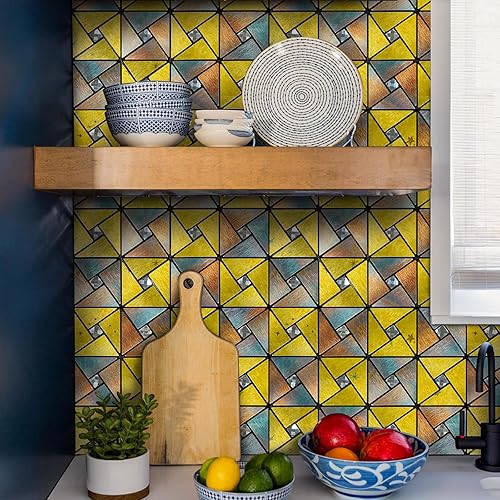 Miniatura 5 de HomeyMosaic Azulejo para salpicaduras de cocina, baño, encimeras de chimenea, adhesivo de metal, decoración de molino de viento, rompecabezas de