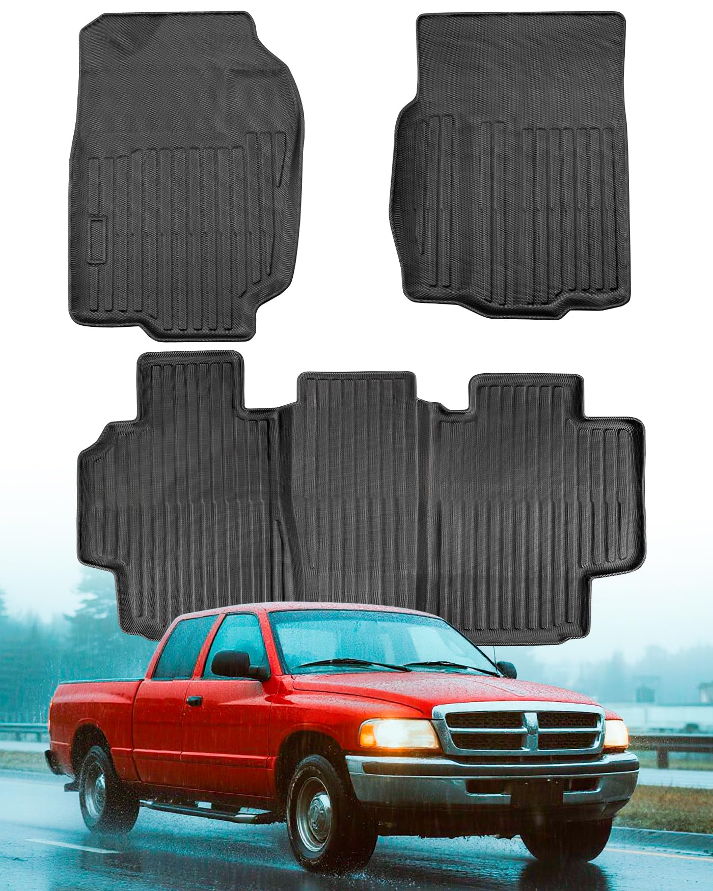 DiffCar Floor Mats for Dodge Ram 1500 1998-2001 for Dodge Ram 2500 3500 1998-2002 Only fit Quad Cab
