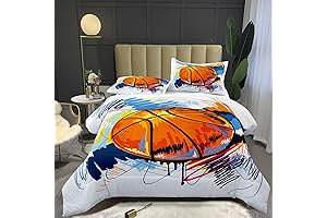 3D Hand Drawn Basketball Bedding Set Full Size for Teen Boys,Kids