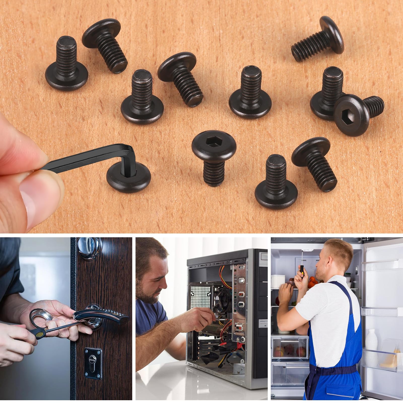 Viti Autofilettanti Esagonali A Testa Tonda Nera M3-M6 Vite A - Foto 5