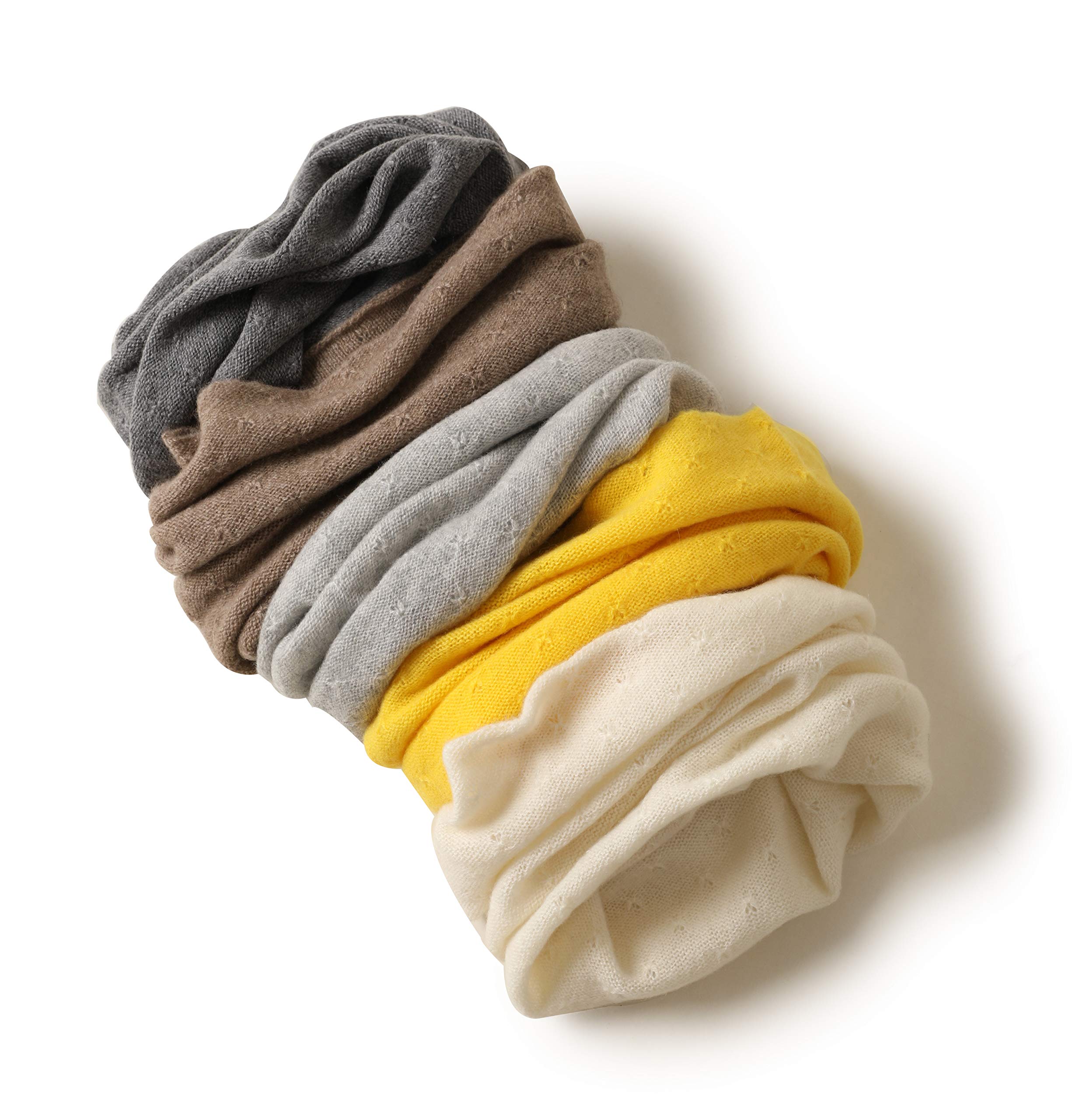 Echarpe à boucles 100% laine de cachemire tricoté léger pour Femme Foulard tubulaire