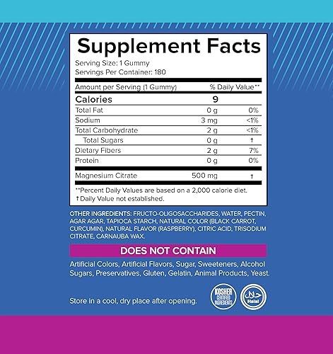 Miniatura 2 de Gomitas de magnesio sin azúcar para adultos, suplemento de magnesio de 500 mg de alta potencia, gomitas de citrato de magnesio de alta absorción,