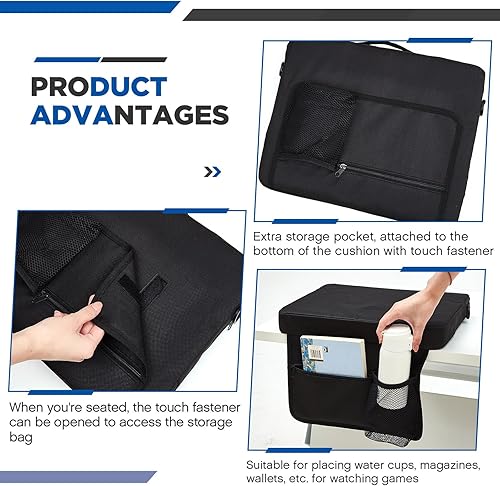 Miniatura 3 de Hosuly Asiento de estadio portátil sin respaldo, asientos de estadio para gradas, cojín de asiento ligero con correa para el hombro y portavasos