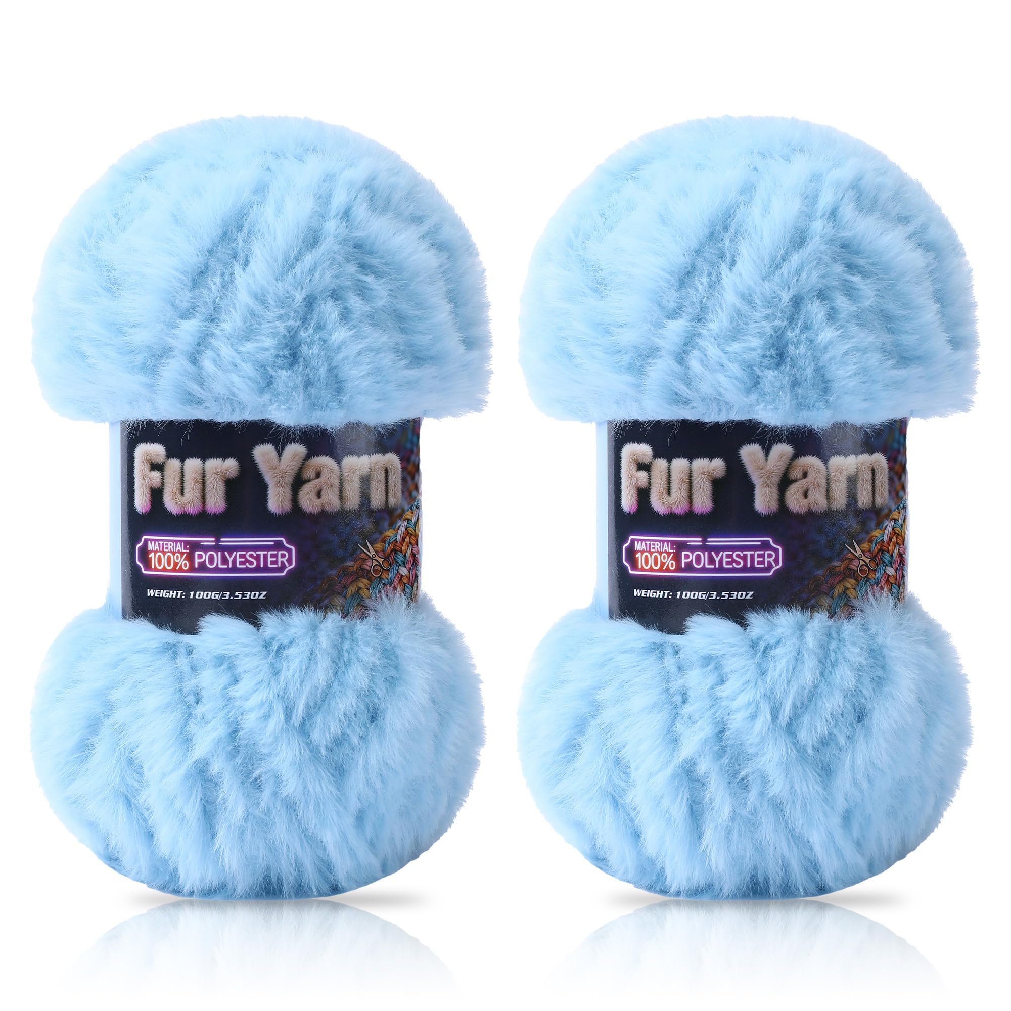 Faux Fur Yarn Soft Fluffy for Crocheting - 2 Skeins(Each 3.5oz/100g, 71yd/65m) - Chunky & Fluffy Yarn for Crochet Amigurumi, Blankets, Hand Knitting, Scarves &Crafts (2, Beige) — view 17